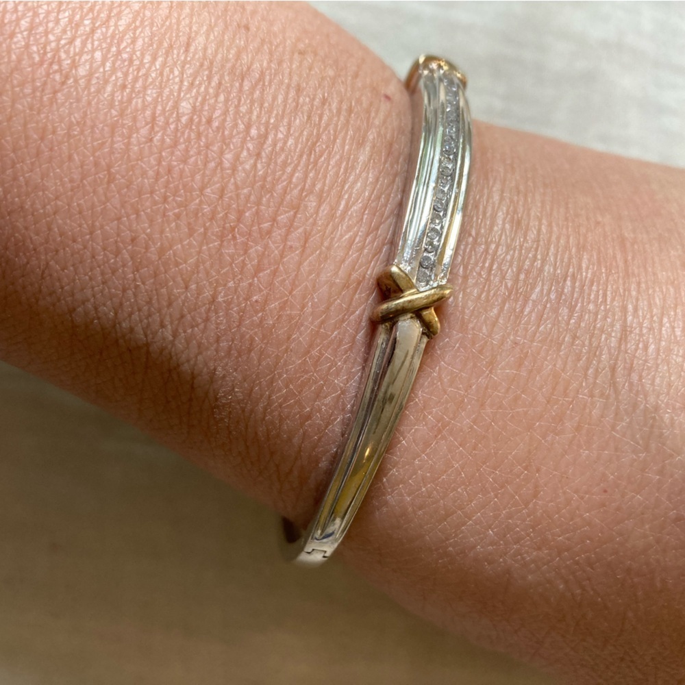 Diamonds 1/5ctw Sterling Silver 925 Spring‎ Hinged Bracelet Safety Clasp X - Picture 8 of 14